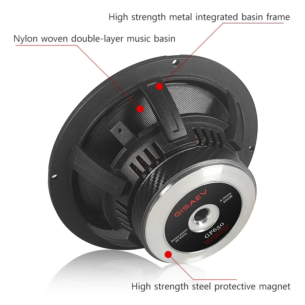 GP650 high-quality 6.5-inch car speaker 180W HIFI car audio set stereo high pitched speaker mid bass speaker car subwoofer