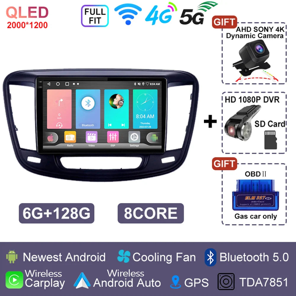 For Chrysler 200 200C 2015 - 2019 Android 14 Radio Video Player Car Autoradio Multimedia Screen Stereo Carplay Navigation