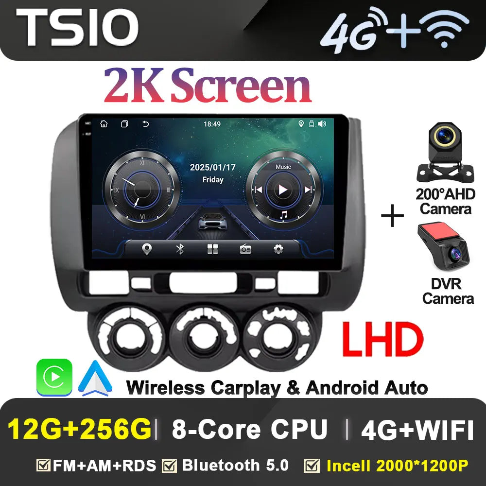 Android 14 Car Radio Multimedia Player For HONDA FIT JAZZ 2002 2003 - 2007 LHD RHD Carplay Autoradio GPS Navi 5G Wifi Bluetooth