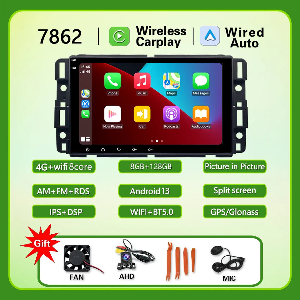 CarPlay Head Unit for Chevrolet Express Van, 4G, WiFi, Android 13, GPS, Tahoe, GMC Yukon, Acadia, Auto Radio