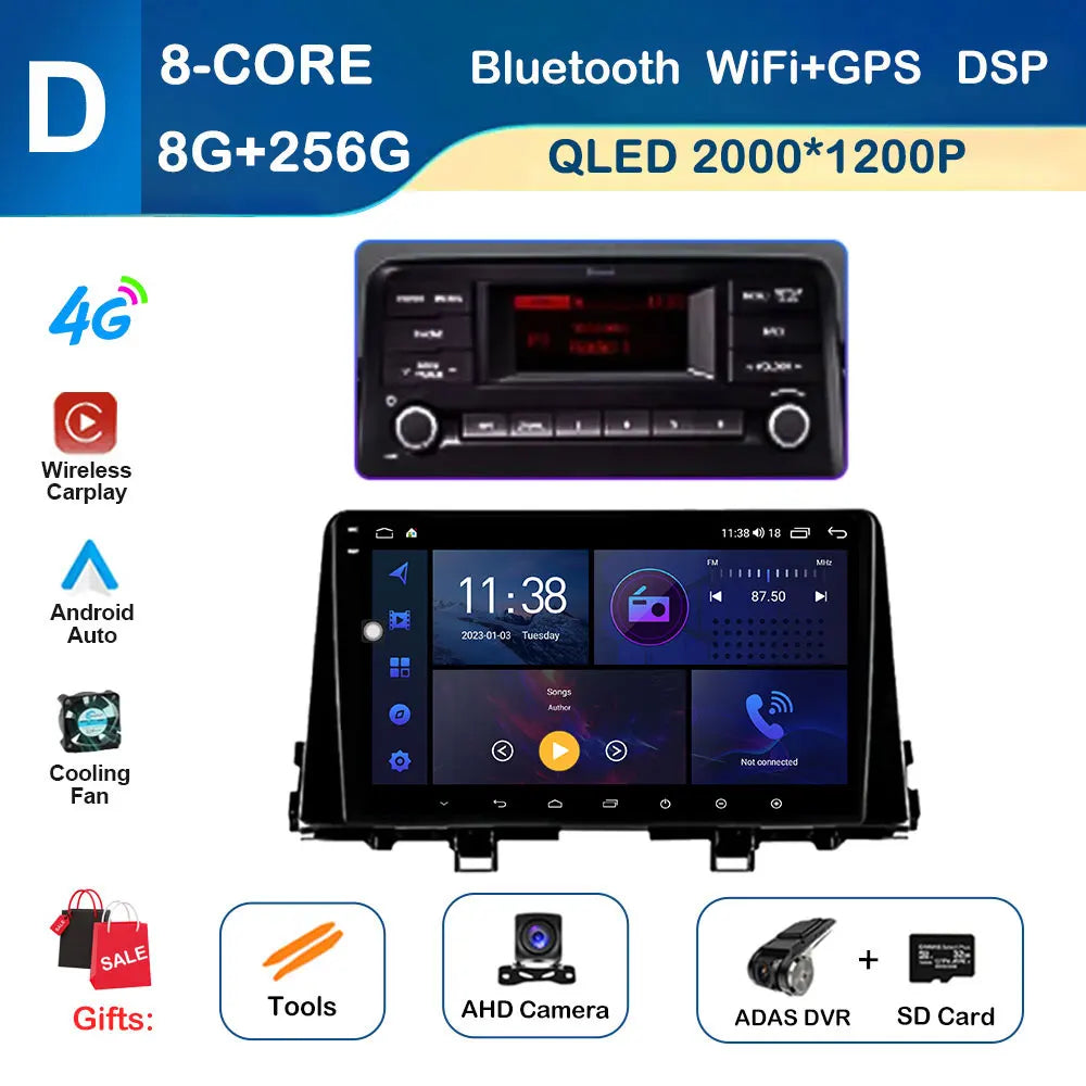 9 inch GPS Navigation for KIA Morning 3 picanto 2017 - 2020 Android Auto Car Radio Video Multimedia Player DSP Stereo Bluetooth