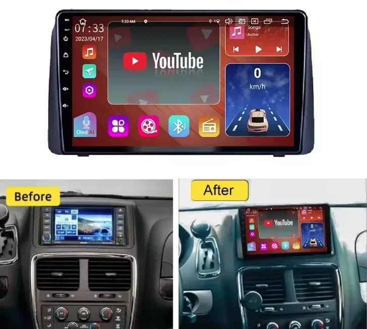 9 Inch Android 13.0 2GB+32GB For Dodge Grand Caravan 2011-2020 Car GPS Navigation Multimedia Player Radio Tape Head Unit Carplay