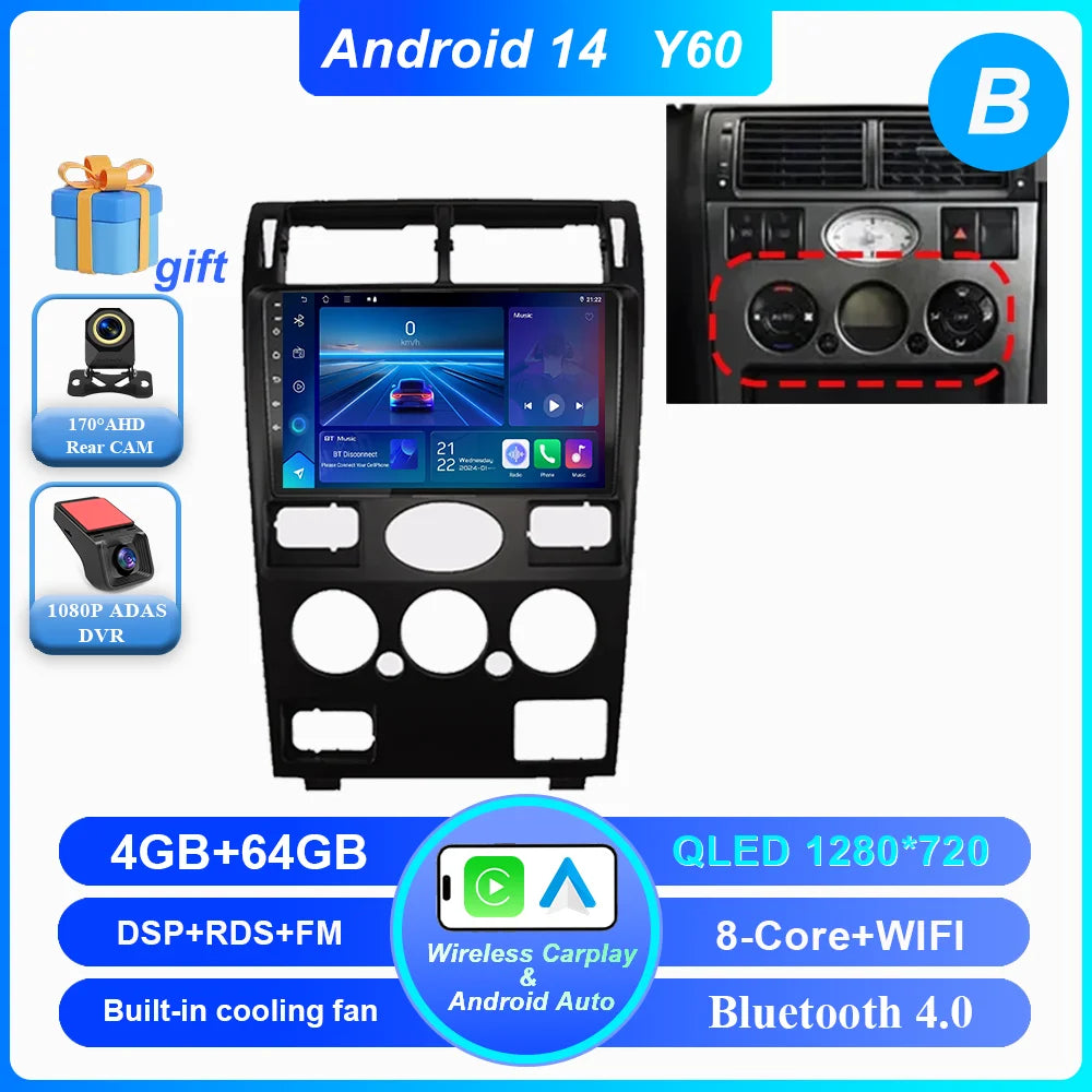 Android 14 Radio Stereo For Ford Mondeo MK 3 2000 2001 2002 2003 2004 2005-2007 Auto Multimedia Player GPS Navigation Bluetooth