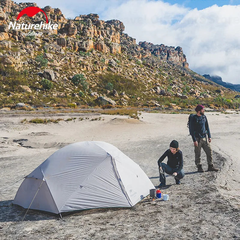 Naturehike Mongar 2 Ultralight Tent Waterproof Double Layer 20D Nylon Travel Camping Backpacking Hiking Tent 1-2 People with Mat