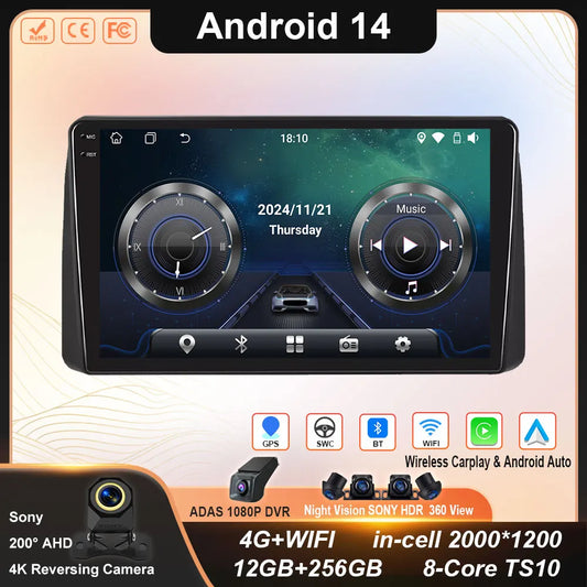 For Dodge Grand Caravan 2011-2020 Carplay Android Auto Car Stereo Radio GPS Navigation Multimedia Video Player WiFi 4G No 2 Din