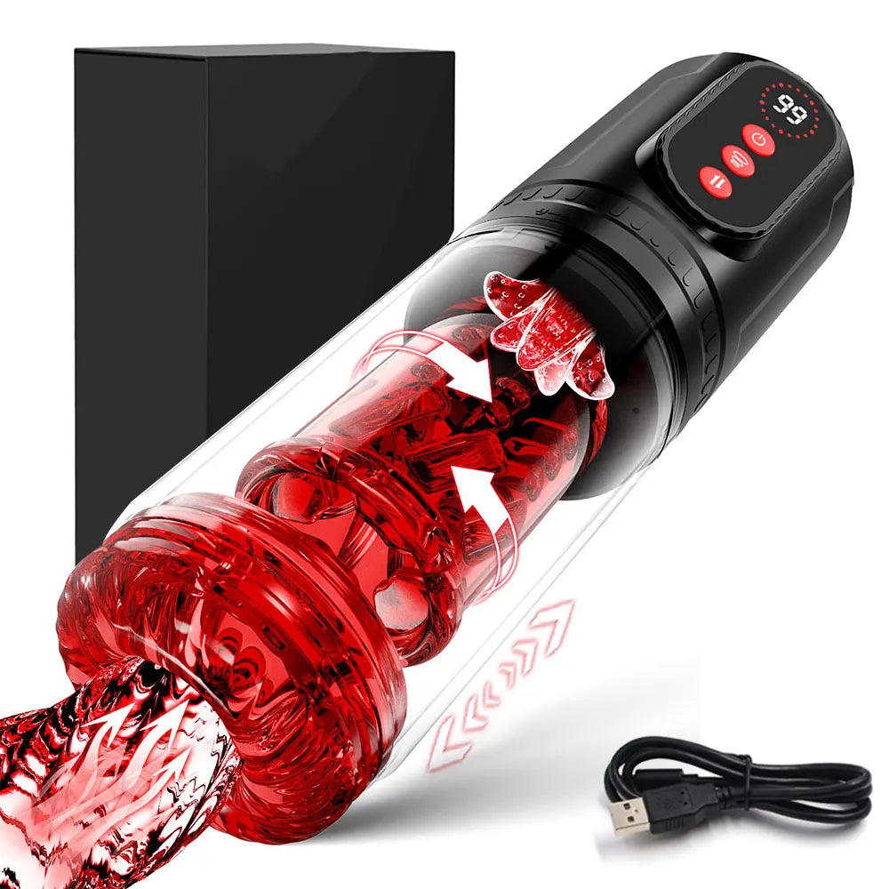 Automatic Telescopic Thrusting Rotating Male Masturbator Cup Licking Vibrating Masturbation Blowjob Pussy Adult Sex Toys for Men