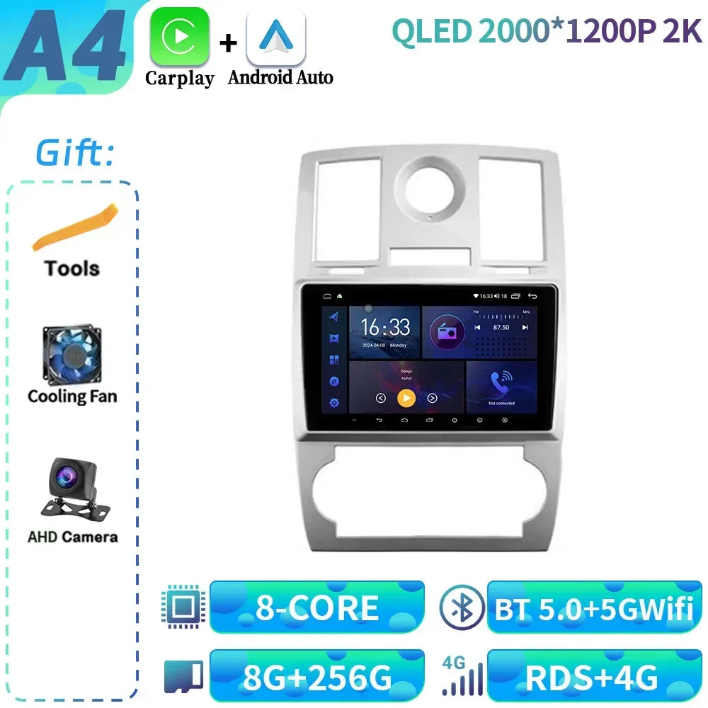 Android 14 For Chrysler 300C 2004-2011 Car Radio 4G GPS BT Carplay Navigation Wireless Bluetooth Carplay Head Unit Touch Screen