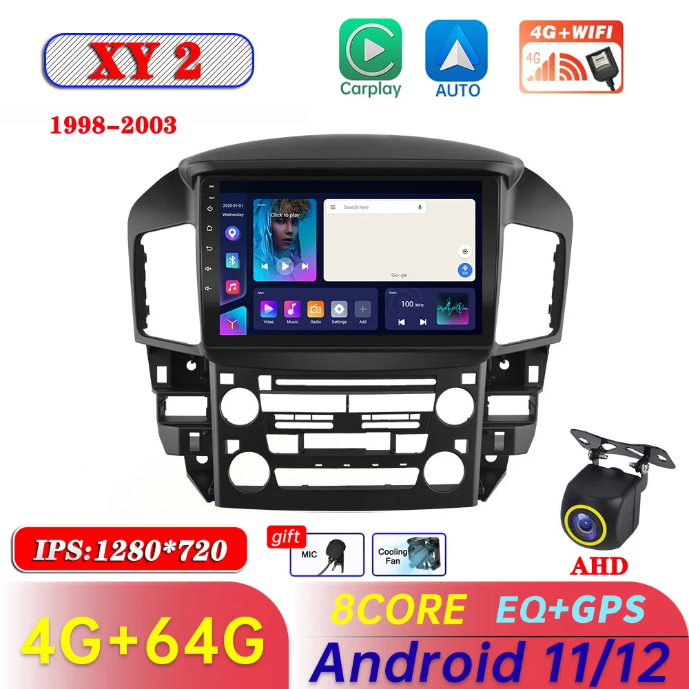 Android 11 Car Radio For Lexus RX300 Toyota Harrier 1998-2003 2004 2005 GPS Navigation Multimedia Carplay DSP For Tesla Style
