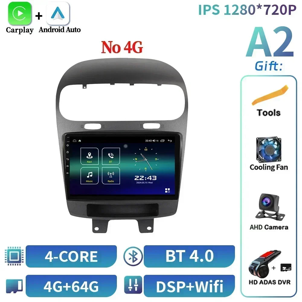 For Dodge Journey Fiat Leap Freemont 2011-2020 Car Radio Multimedia Navigation Wireless BT Carplay Touch Screen Head Unit Stereo