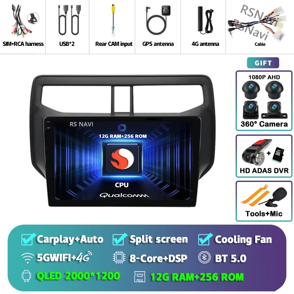Android 14 Carplay Auto 2K Screen Car Radio BT Multimedia Player For Toyota Rush 2017 - 2020 Autoradio GPS Stereo 2din Head Unit
