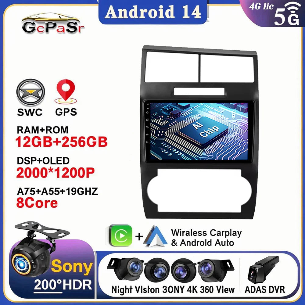 Android 14 For Dodge Charger LX 2005 - 2010 For Dodge Magnum 2 2003 - 2007 Car Radio Multimedia Video Player Navigation stereo