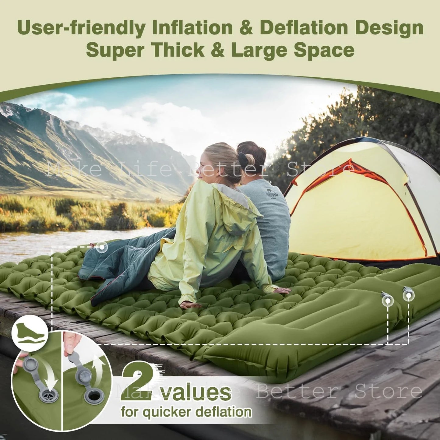 Inflatable Mattress with Built-in Pillow Pump 200x140cm Outdoor Sleeping Bed Vehicle Inflatable Cushion for Summer Beach Mat