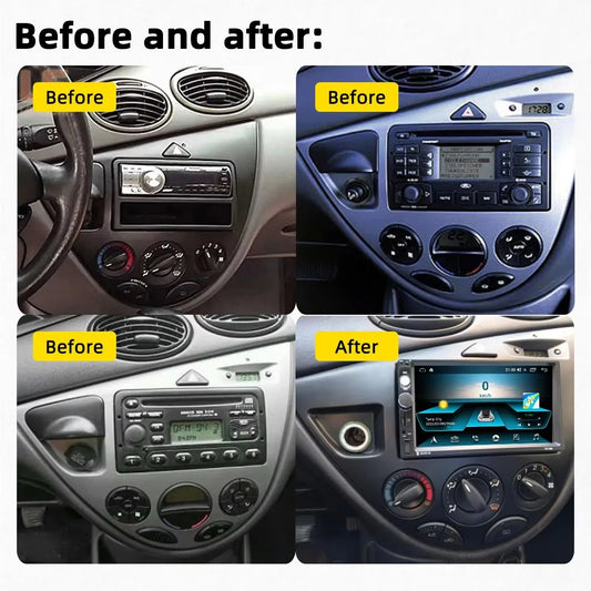 JIUYIN Wireless CarPlay Android Auto Radio for Ford Fiesta 1995-2001 Focus MK1 1998-2004 GPS 2din autoradio