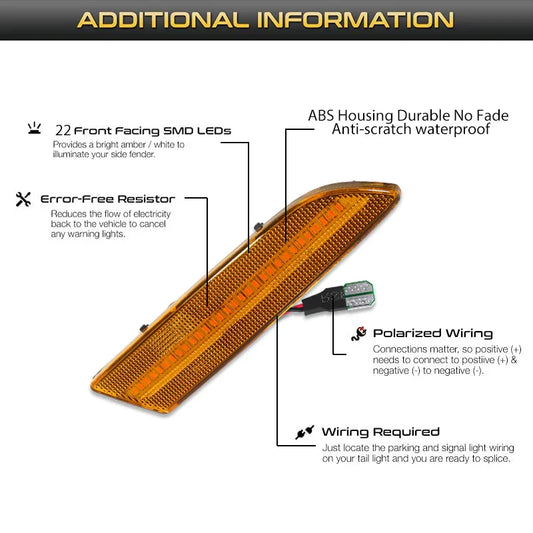 4PCS LED Side Marker light bumper front amber & rear red turn Signal Lights for 2004 2005 2006 2007 -2008 Chrysler Crossfire