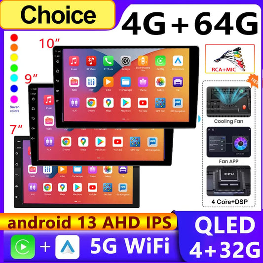 Android 13 4 Core 4G 64G Multimedia Car Radio Carplay Auto Player GPS Navigation for Toyota Hyundai Nissan Kia LADA  9 10 inch