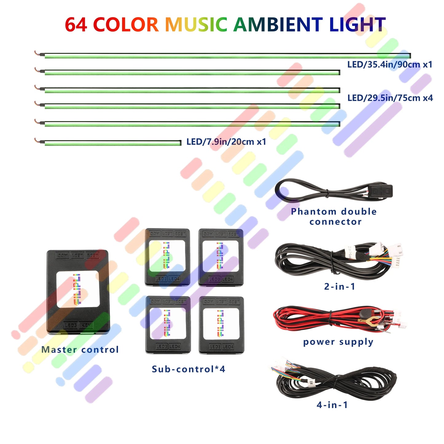 Upgraded Car Ambient Light LED Interior Lighting Kit RGB App Control Multi-Mode Decorative Car Light Ambient Lamp Footwell Light