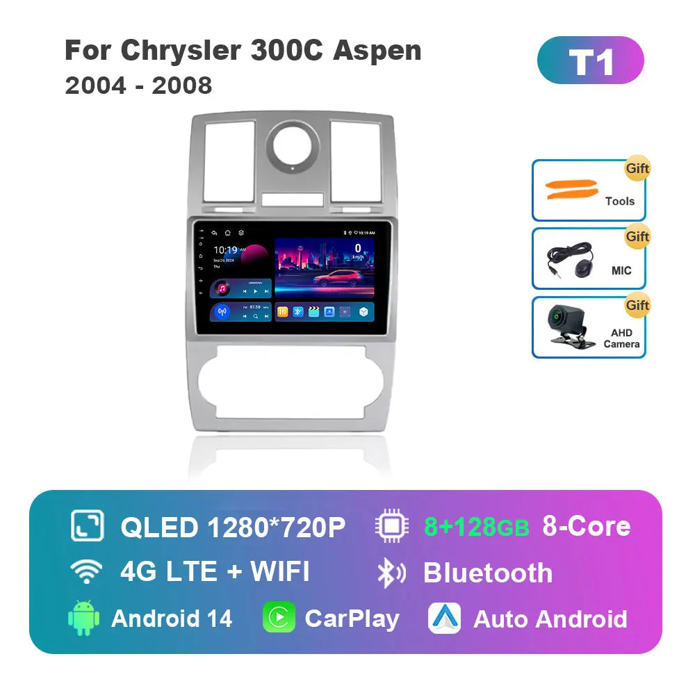 for Chrysler 300C Aspen 2004 - 2008 HD Touch Screen WiFi Android 14 Car Video Multimedia Player Navigation GPS 4G BT Head Unit