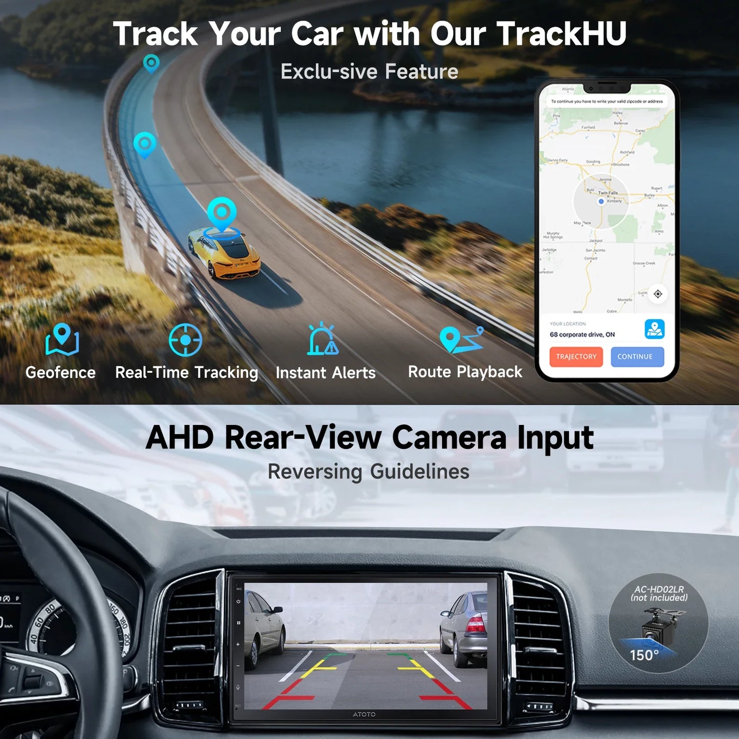 ATOTOZONE 7/9/10 Inch Android Car Stereo Double Din 1280x720IPS Touchscreen FM GPS WiFi Wireless CarPlay/Android Auto AHD Camera