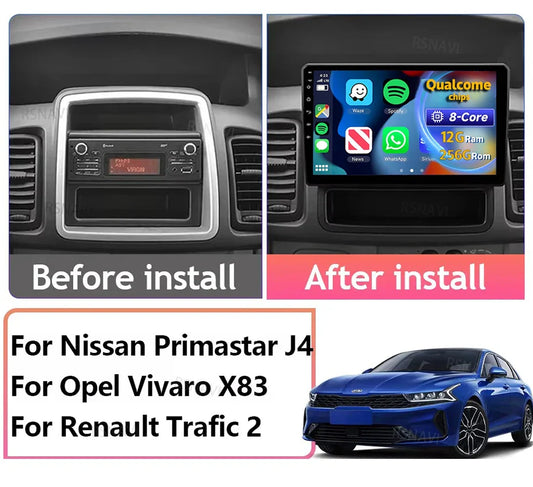 Android 14 Carplay Auto For Renault Trafic 2 For Opel Vivaro A For Nissan primastar 2006 - 2014 Car Radio Stereo Player Video BT