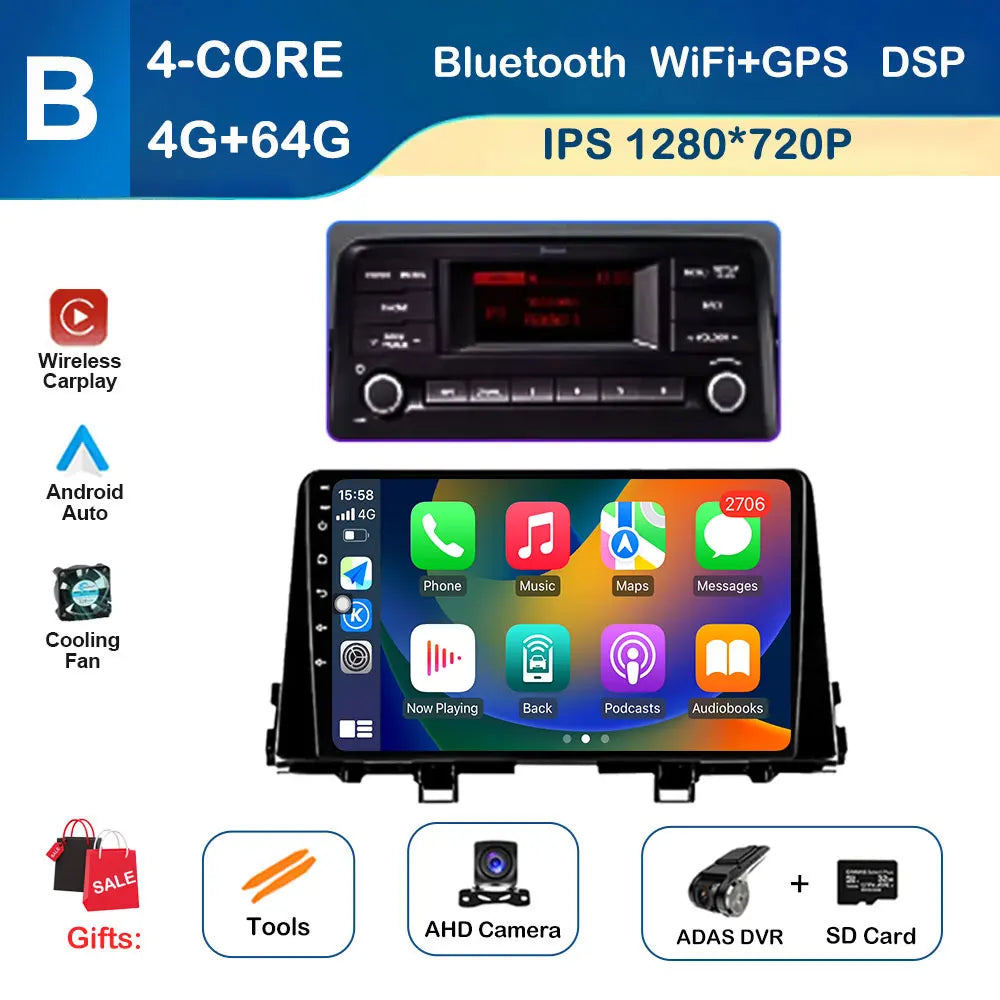 9 inch GPS Navigation for KIA Morning 3 picanto 2017 - 2020 Android Auto Car Radio Video Multimedia Player DSP Stereo Bluetooth