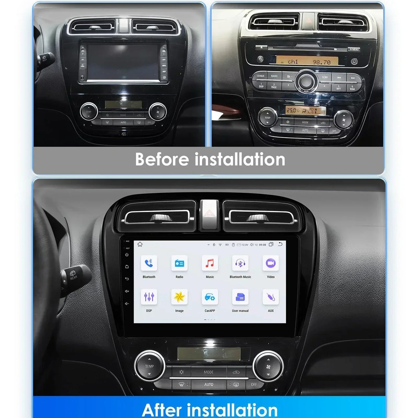Hizpo Carplay 4G 360 Camera Android Car Radio for Mitsubishi Mirage 2012-2023 Space Star Dodge Attitude Video GPS 2din Autoradio