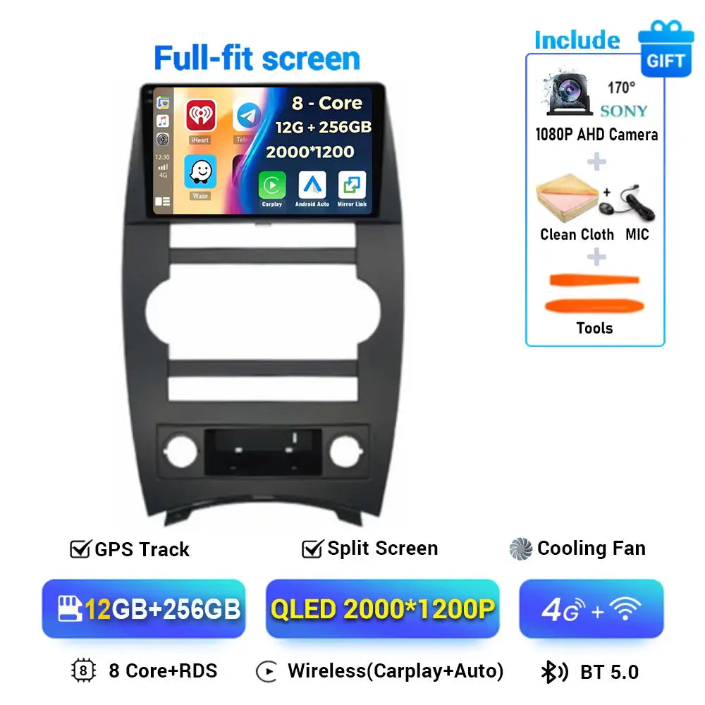 Android 14 Carplay Auto For Jeep Cherokee Commander XK 2005 2006 2007 2008 2009 2010 2011 Car Radio Multimedia Player GPS Stereo