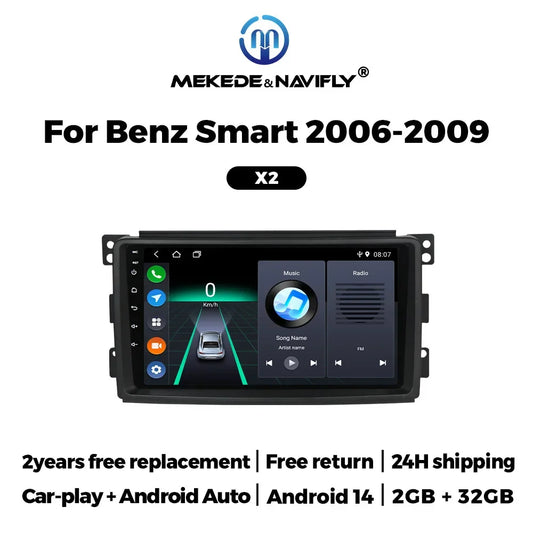 MEKEDE Car Intelligent System for Mercedes Benz Smart Fortwo 451 2005 - 2015 IPS Touch Screen Android Radio 2 Din Carplay