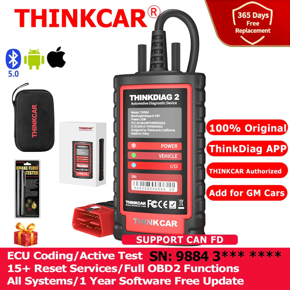 THINKCAR THINKDIAG 2 /KINGBOLEN Ediag Plus CAN FD All Systems 15 Reset Services ECU Coding OBD2 Scanner Car Diagnostic Tool