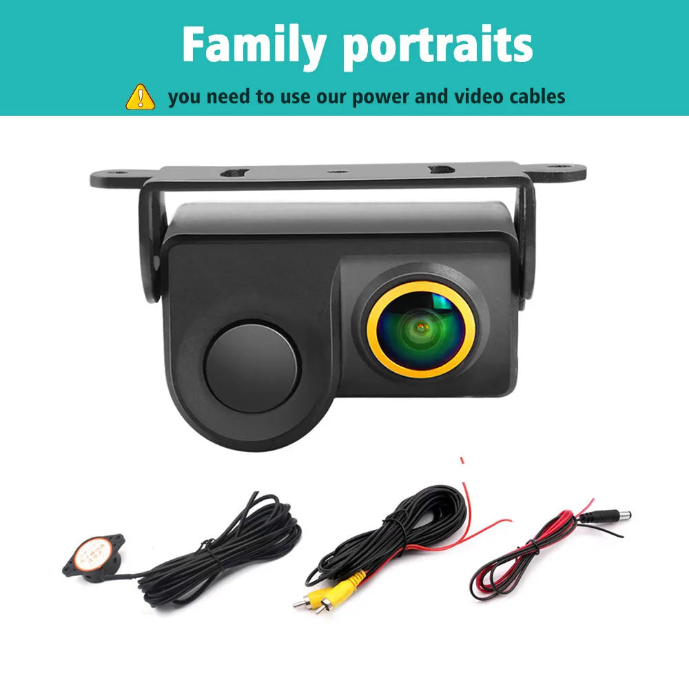2 In 1 HD Video Night Vision Car Rear View Camera HD Clear Night Vision Radar Sensor Rearview Camera Car accessories
