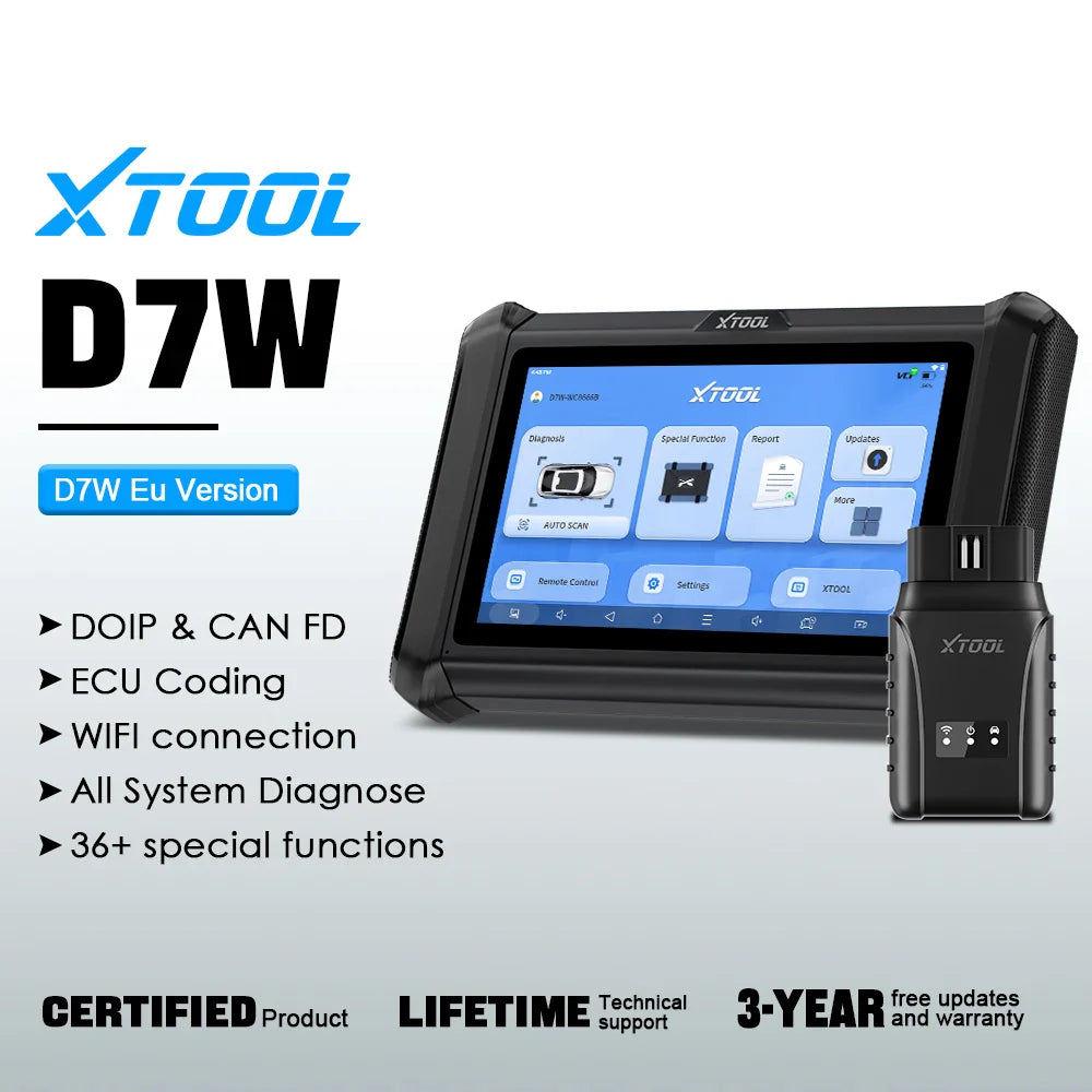 XTOOL D7W OBDII Scanner Full System Diagnostic Tools ECU Coding Data Stream FCA 36+Reset Bidirectional Control Automotive tools