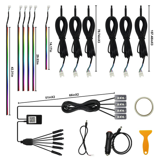 Symphony 10IN1 Car Ambient Light Colorful LED Neon Interior Rainbow Acrylic Light guide strip Decorative Car Atmosphere Light