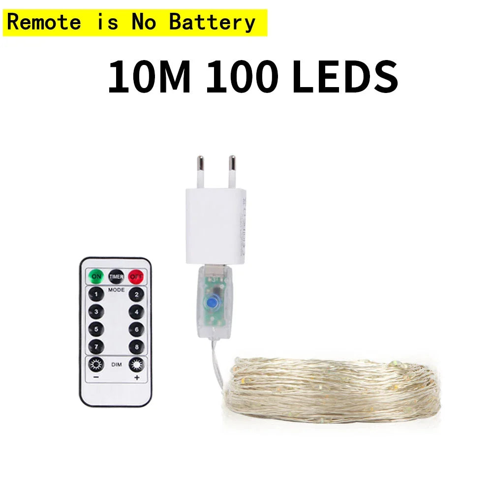 10M-200M LED String Lights Street Fairy Lights Christmas Lights Tree Garland For Outdoor Home Party New Year Wedding Decoration