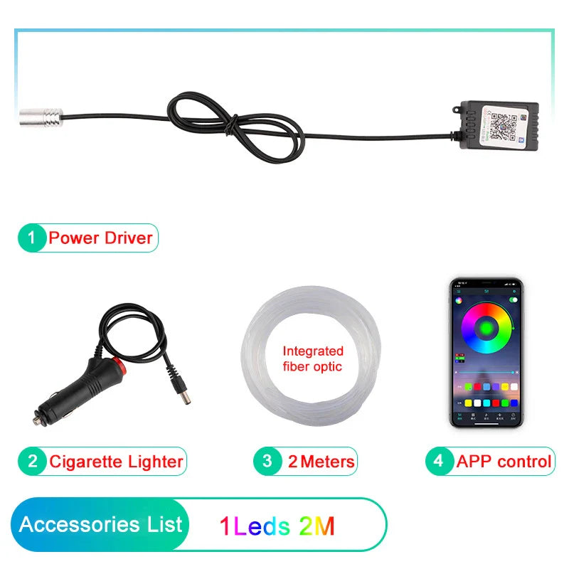 10 in 1 Car LED Interior Ambient Lights RGB Fiber Optic Lighting Kit USB APP Control LED Neon Auto Atmosphere Decorative Lamps