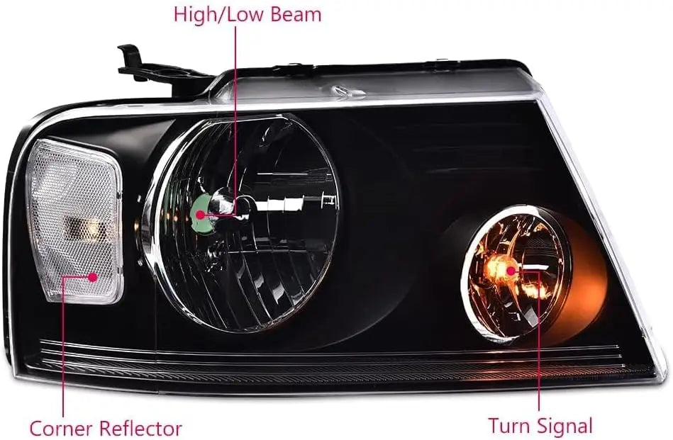 Headlight Assembly Compatible with Ford F150 2004 2005 2006 2007 2008/ Fit Lincoln Mark LT 2006-2008 Driver & Passenger Side Hea