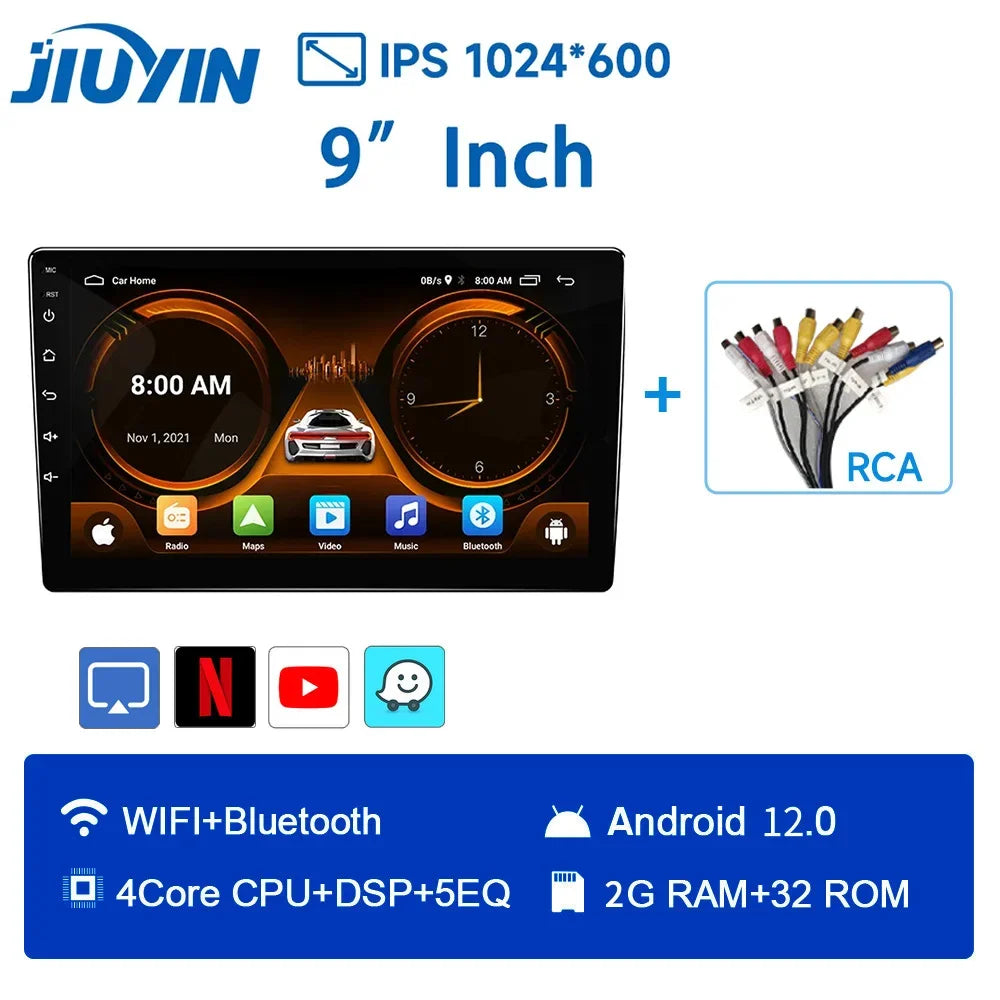 JIUYIN 2 Din Car Radio Carplay Android Auto 9inch 10inch 4G 64G Universal Multimedia Player DSP AM RDS AHD GPS WIFI Auto 8 Core