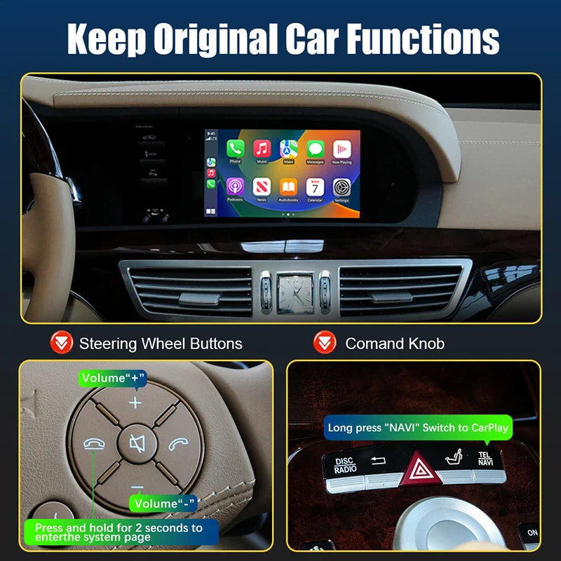 Wireless Carplay Android Auto for Mercedes Benz S-Class / CL W221 2010-2012 NTG3.5 , Support Mirrorlink, Navigation, Camera