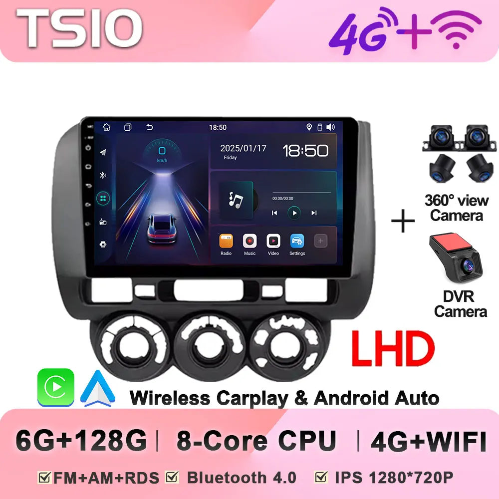 Android 14 Car Radio Multimedia Player For HONDA FIT JAZZ 2002 2003 - 2007 LHD RHD Carplay Autoradio GPS Navi 5G Wifi Bluetooth