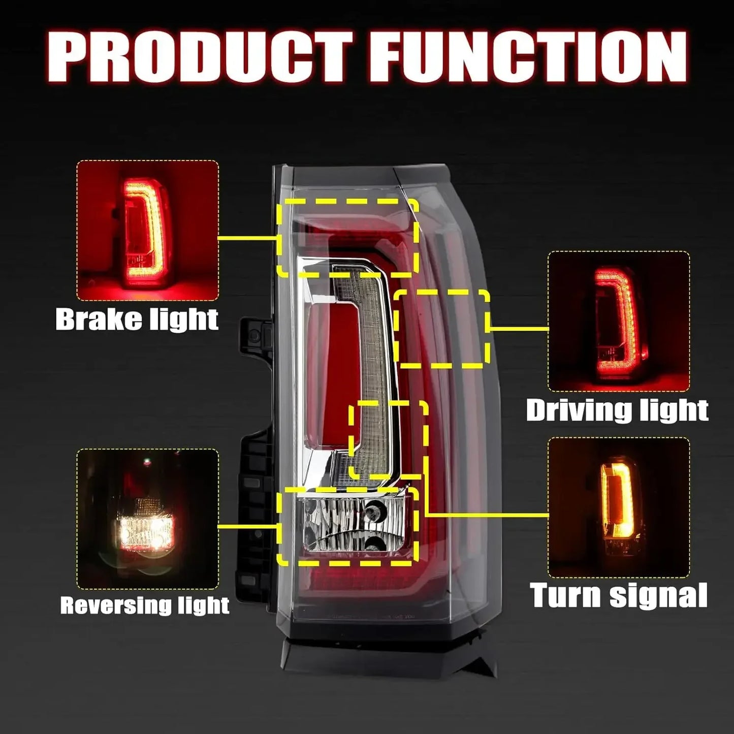 For GMC Yukon XL 2015 2016 2017 2018 2019 2020 Car Rear Bumper Tail Light Brake Stop Light Tail Lamp Assembly 84536242 84536243