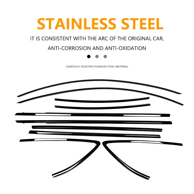 Black Car Window Decorative Strip Glass Chrome-plated Strip Decorative Panel Suitable For Infiniti Q60 2015-2020