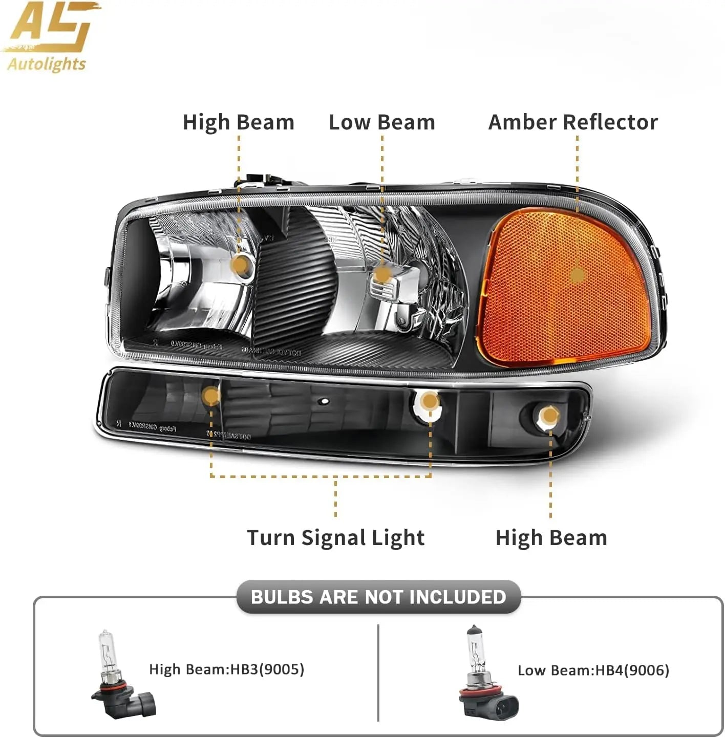 Headlights Compatible with 1999 2000 2001 2002 2003 2004 2005 2006 GMC Sierra 1500HD 2500HD/2007 1500 2500 3500 Clsic / 00-06 Yu