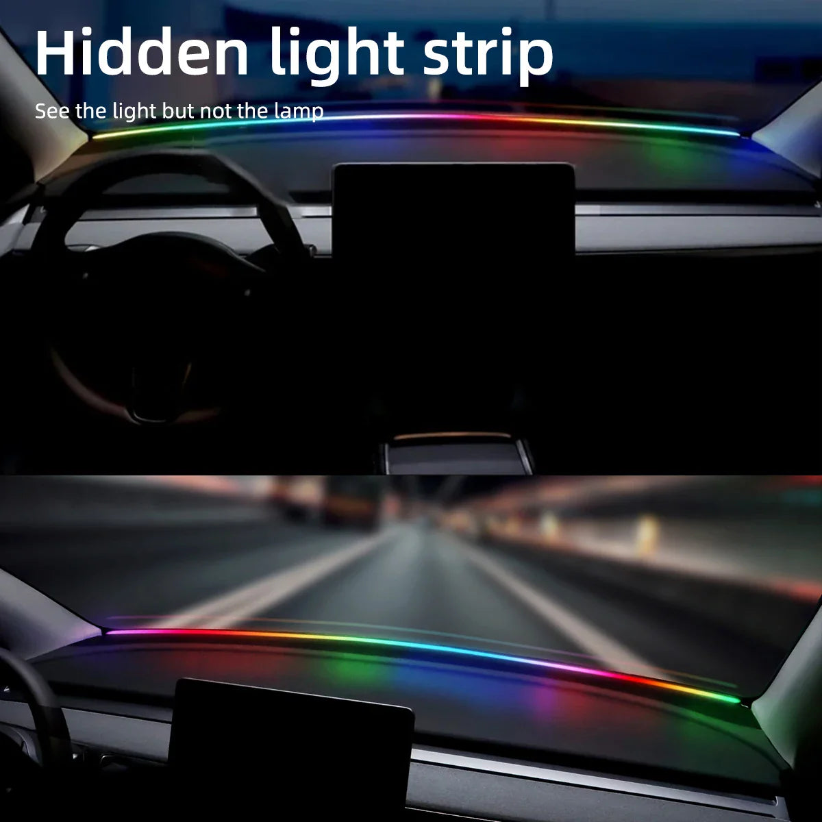 Front Windshield LED Car Interior Lights 150cm RGB USB APP Control Remote Symphony Lamp Universal For Tesla BMW Audi Volvo GLC