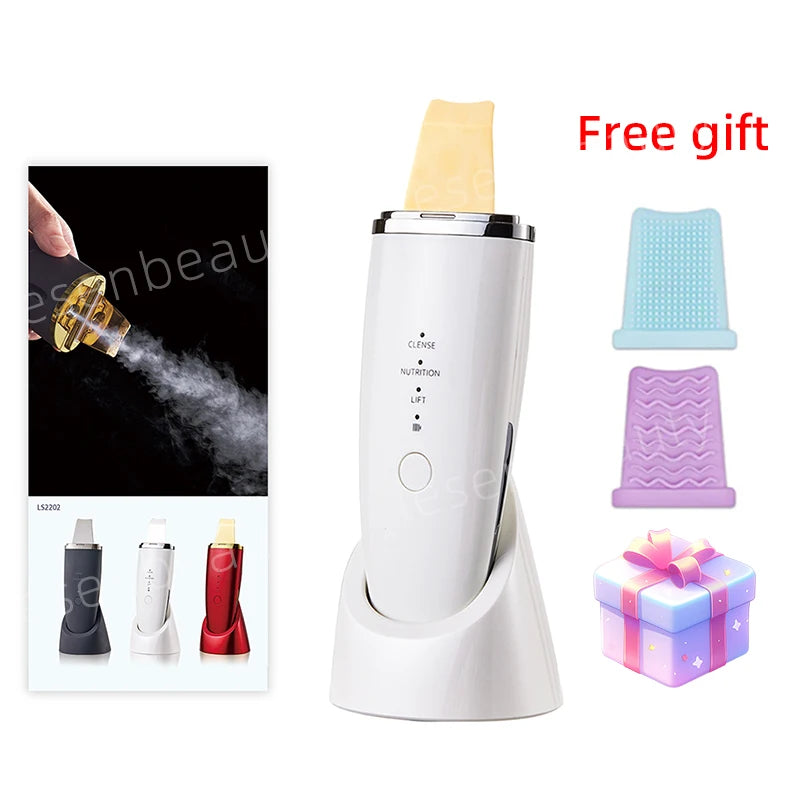 New Ultrasonic Skin Scrubber Vibration Face Spatula Blackhead Remover Shovel Clean Cavitation Peel