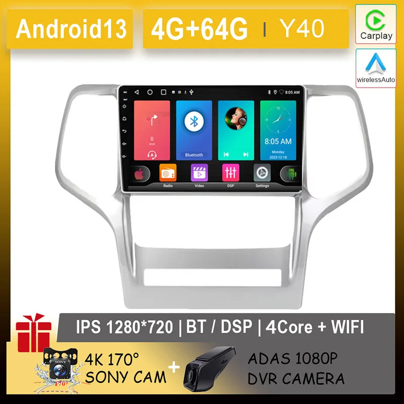 Car Android For Jeep Grand Cherokee WK2 2010 - 2013 Auto Radio Multimedia Player Stereo Video Touchscreen Navigation GPS WIFI