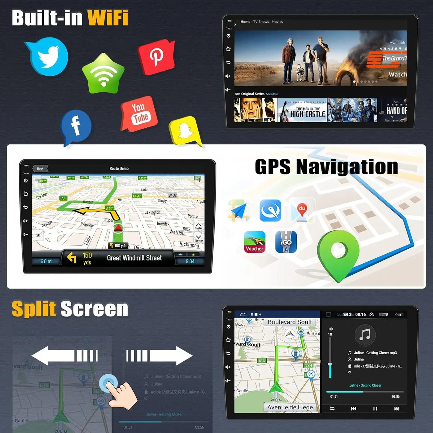 9Inch Car-play Car Stereo Radio GPS Navi Wifi Compatible for Mazda RX-8 2003-2008 Android 13