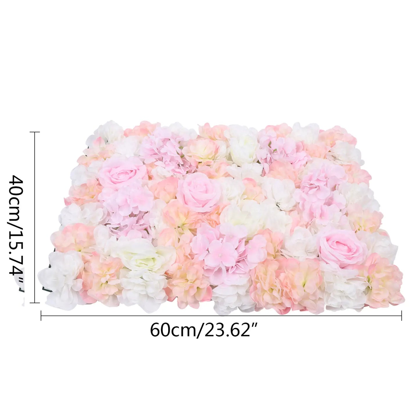 Romantic Silk Flower Wall Panel for Wedding and Event Decor, 60x40cm, Easy to Mount, Ideal for Backgrounds, Candy Walls, and