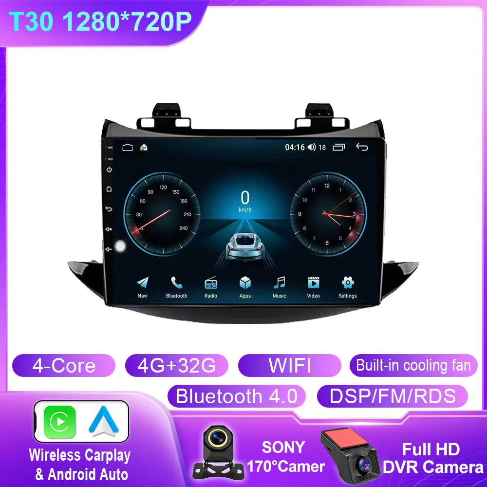 For Chevrolet Tracker Trax 2016 - 2019 Android 14 Auto Car Radio Multimedia Video Player Bluetooth GPS Navigation DSP Carplay BT