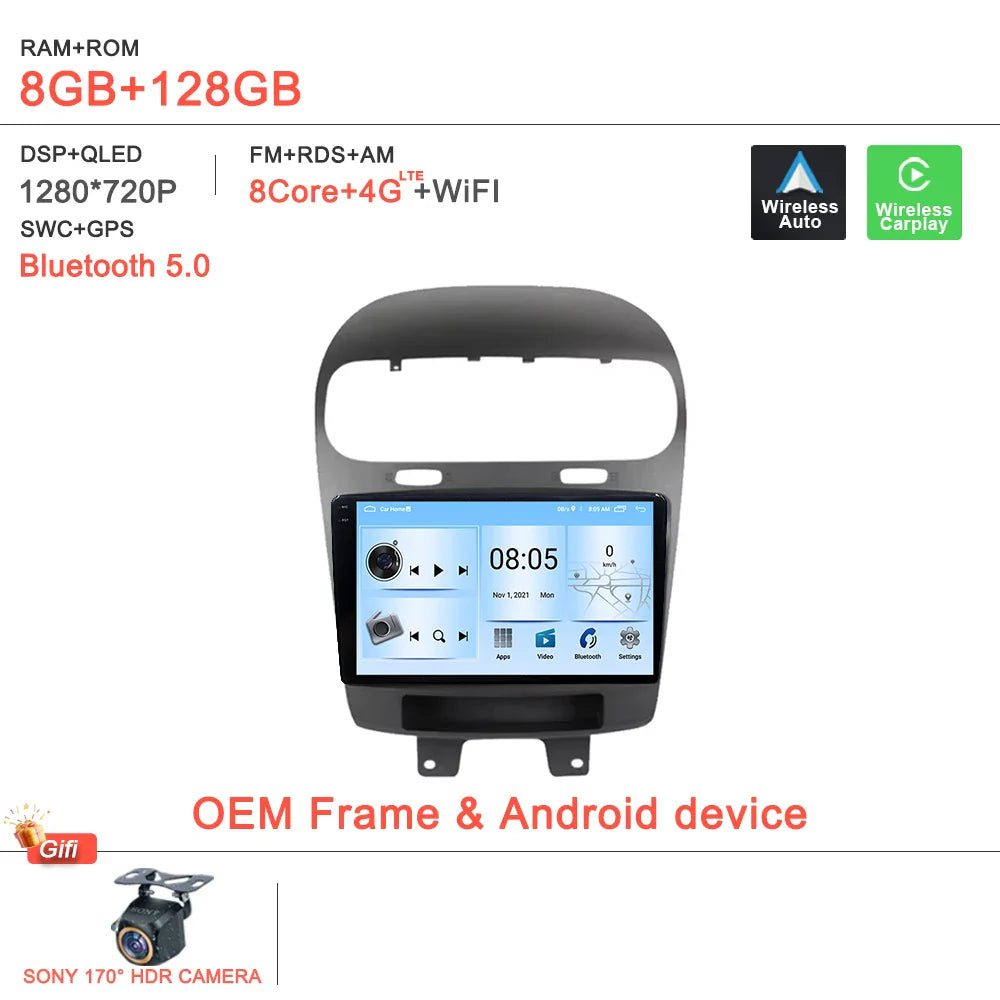 Android14 2K Incell Screen For Dodge Journey Fiat Leap 2012 - 2020 Car Dvd Auto Radio Stereo Multimedia Player GPS Navigation 5G