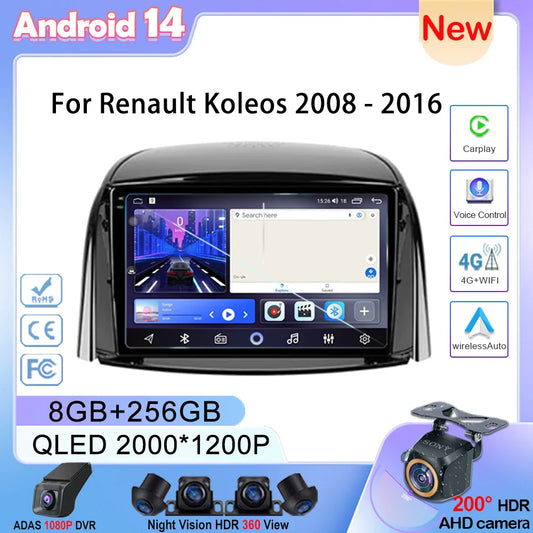 For Renault Koleos 2008 - 2016 Android Car Stereo Unit Multimedia Radio Video Player GPS Wireless Carplay Android Auto No 2din