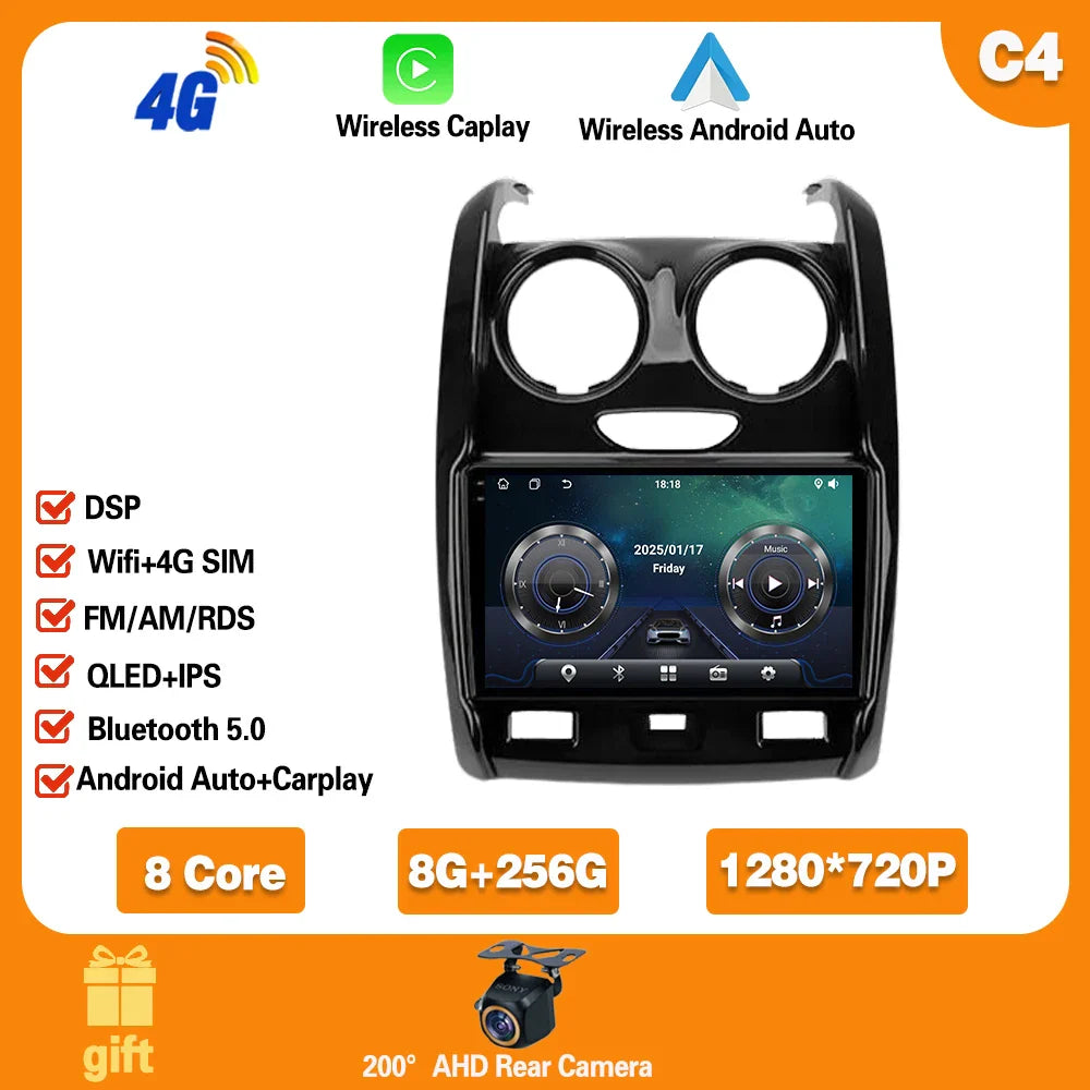Car Radio For Renault Duster 2015 - 2021 For LADA Largus 2021 Android 14  Carplay  Multimedia Video Player Auto stereo
