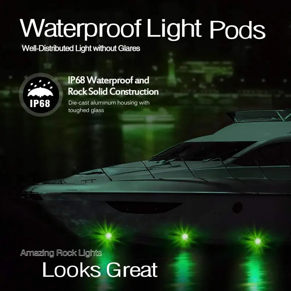 2nd-Gen RGB LED Rock Lights with Bluetooth Controller, Timing Function, Music Mode - 8 Pods Multicolor Neon LED Light Kit